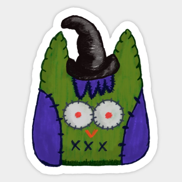 cute illustration of a plush owl witch Sticker by MetaCynth